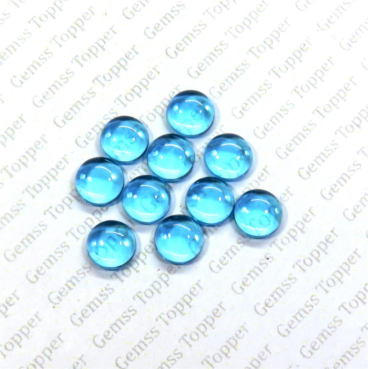 Swiss Blue Topaz 8x8 mm Round Cabochon